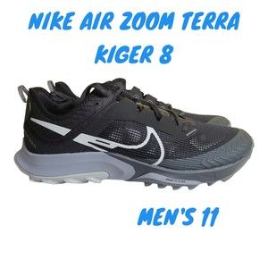 NEW Mens Nike Air Zoom Terra Kiger 8 Black Platinum Anthracite Grey Shoe Size 11
